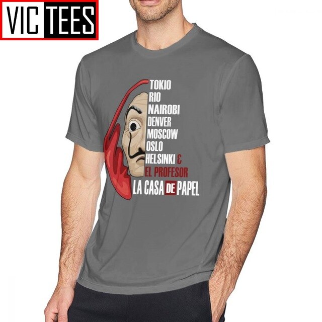 Mens Money Heist T Shirts La Casa De Papel T-Shirt Cute Man Tee Shirt Streetwear Printed Big Cotton Tshirt