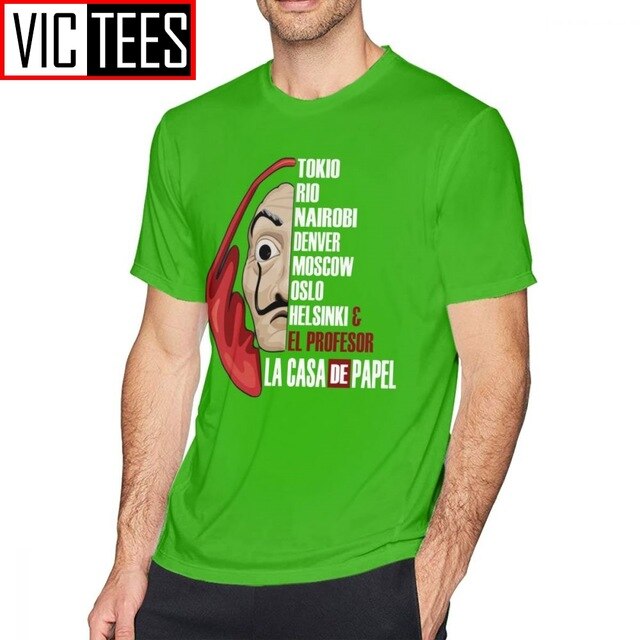 Mens Money Heist T Shirts La Casa De Papel T-Shirt Cute Man Tee Shirt Streetwear Printed Big Cotton Tshirt