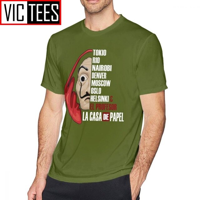 Mens Money Heist T Shirts La Casa De Papel T-Shirt Cute Man Tee Shirt Streetwear Printed Big Cotton Tshirt