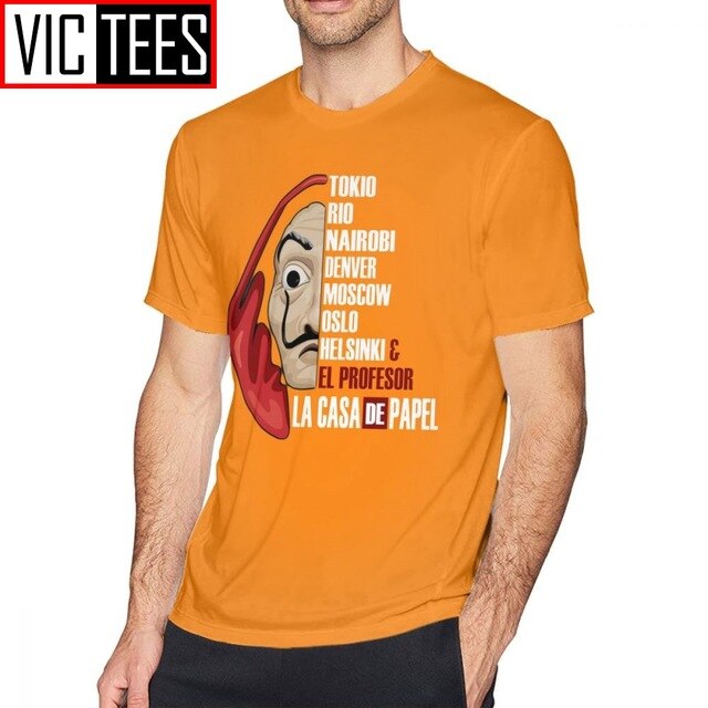 Mens Money Heist T Shirts La Casa De Papel T-Shirt Cute Man Tee Shirt Streetwear Printed Big Cotton Tshirt