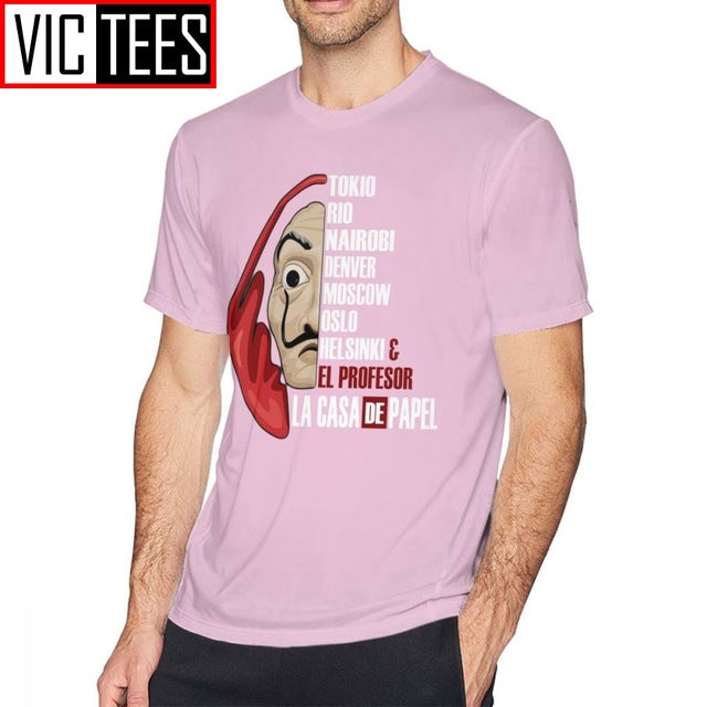 Mens Money Heist T Shirts La Casa De Papel T-Shirt Cute Man Tee Shirt Streetwear Printed Big Cotton Tshirt