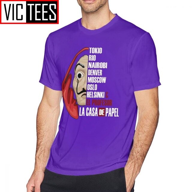 Mens Money Heist T Shirts La Casa De Papel T-Shirt Cute Man Tee Shirt Streetwear Printed Big Cotton Tshirt