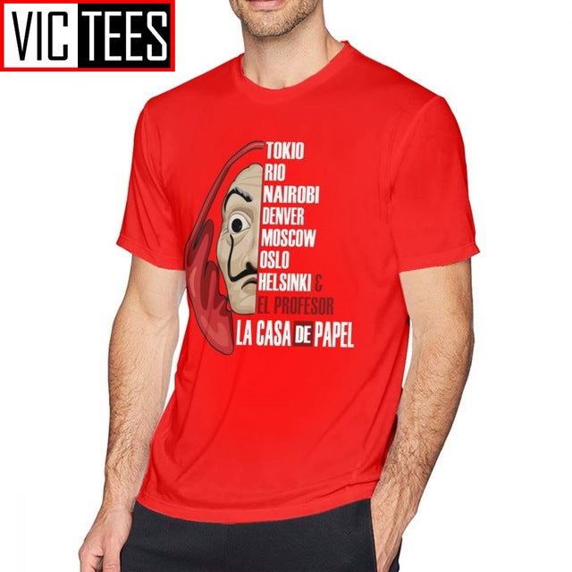 Mens Money Heist T Shirts La Casa De Papel T-Shirt Cute Man Tee Shirt Streetwear Printed Big Cotton Tshirt