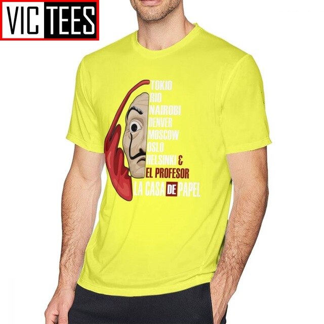 Mens Money Heist T Shirts La Casa De Papel T-Shirt Cute Man Tee Shirt Streetwear Printed Big Cotton Tshirt