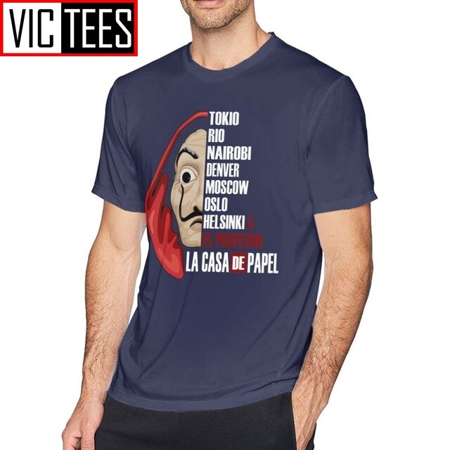 Mens Money Heist T Shirts La Casa De Papel T-Shirt Cute Man Tee Shirt Streetwear Printed Big Cotton Tshirt