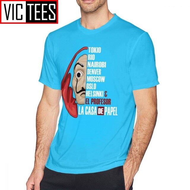 Mens Money Heist T Shirts La Casa De Papel T-Shirt Cute Man Tee Shirt Streetwear Printed Big Cotton Tshirt