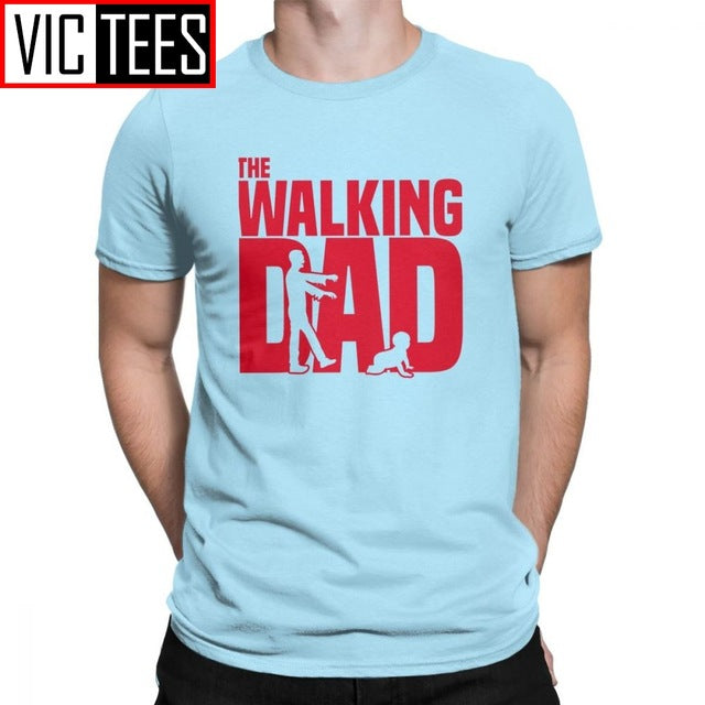 Man T Shirt The Walking Dead The Walking Dad Simple Short Sleeves Tees Shirt Round Collar Clothes Cotton Printing T-Shirts
