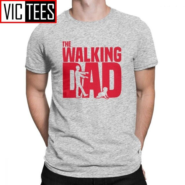 Man T Shirt The Walking Dead The Walking Dad Simple Short Sleeves Tees Shirt Round Collar Clothes Cotton Printing T-Shirts