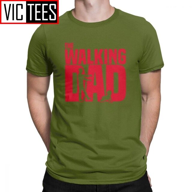 Man T Shirt The Walking Dead The Walking Dad Simple Short Sleeves Tees Shirt Round Collar Clothes Cotton Printing T-Shirts
