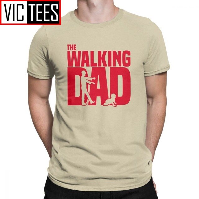 Man T Shirt The Walking Dead The Walking Dad Simple Short Sleeves Tees Shirt Round Collar Clothes Cotton Printing T-Shirts