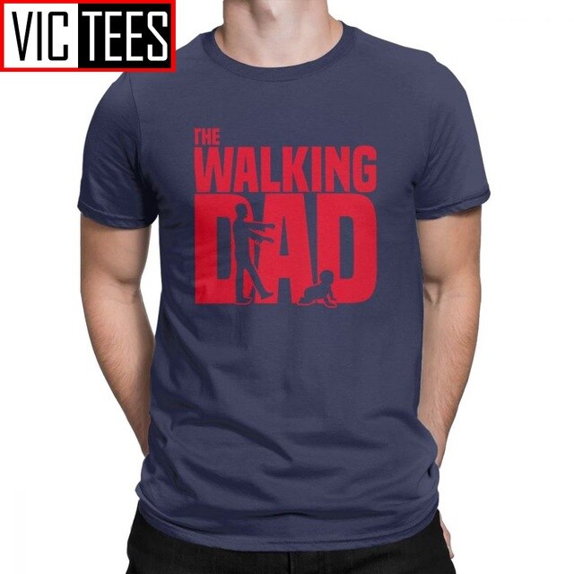Man T Shirt The Walking Dead The Walking Dad Simple Short Sleeves Tees Shirt Round Collar Clothes Cotton Printing T-Shirts