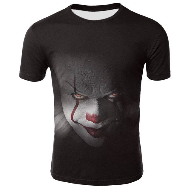 Horror Movie It Penny Wise Clown Joker 3D Print Tshirt Men/Women Hip Hop Streetwear Tee T shirt 90s Boys Cool Clothes Man Tops