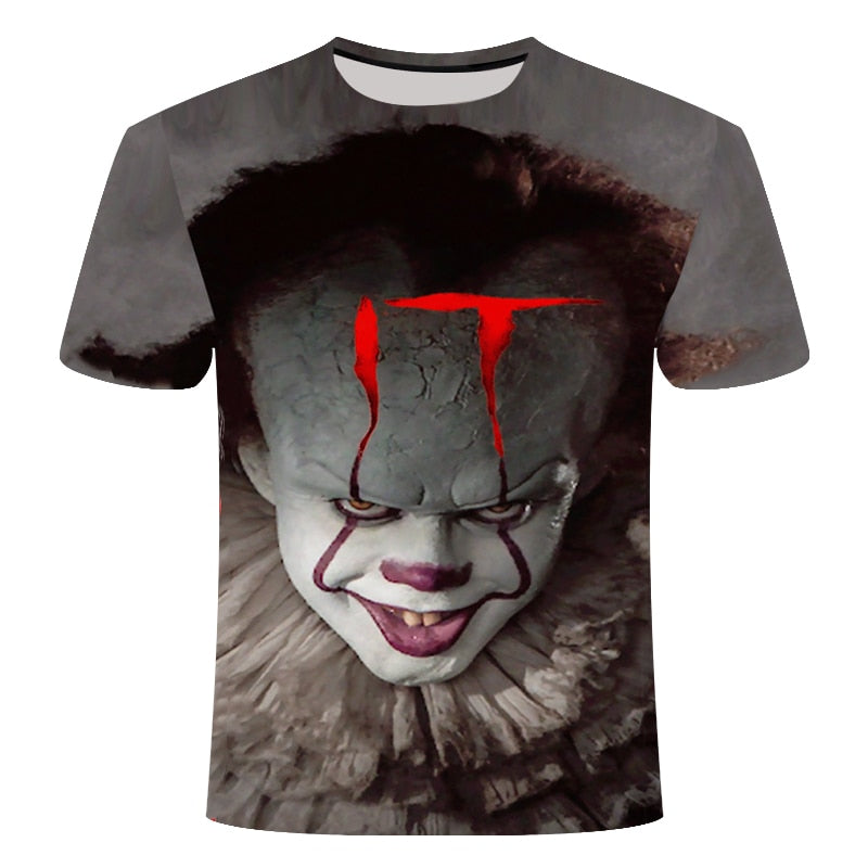 Horror Movie It Penny Wise Clown Joker 3D Print Tshirt Men/Women Hip Hop Streetwear Tee T shirt 90s Boys Cool Clothes Man Tops