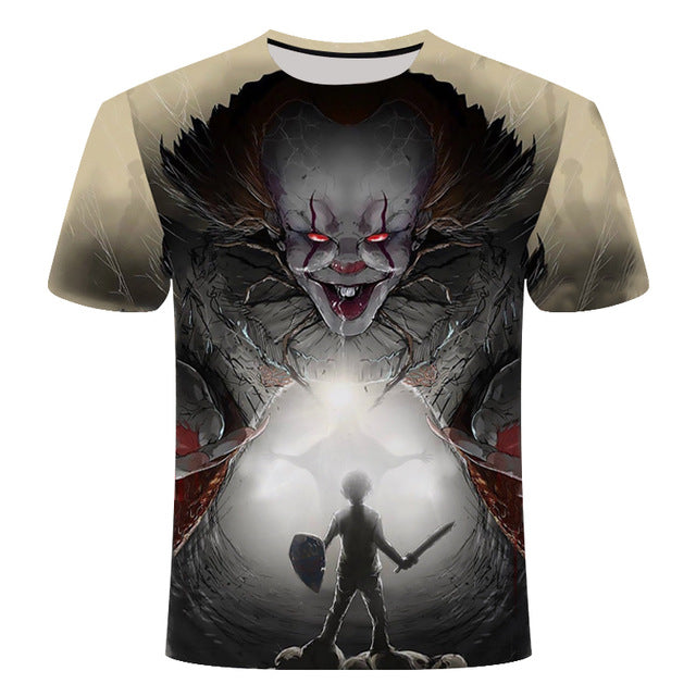 Horror Movie It Penny Wise Clown Joker 3D Print Tshirt Men/Women Hip Hop Streetwear Tee T shirt 90s Boys Cool Clothes Man Tops