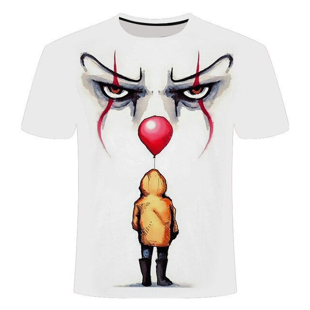 Horror Movie It Penny Wise Clown Joker 3D Print Tshirt Men/Women Hip Hop Streetwear Tee T shirt 90s Boys Cool Clothes Man Tops