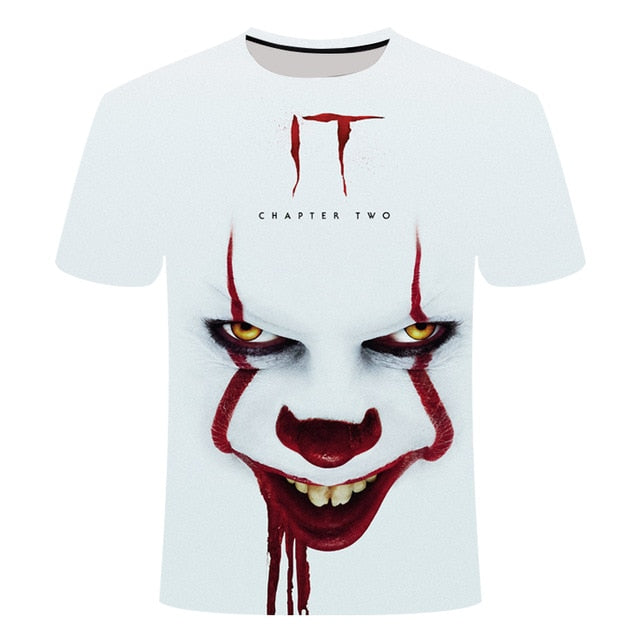 Horror Movie It Penny Wise Clown Joker 3D Print Tshirt Men/Women Hip Hop Streetwear Tee T shirt 90s Boys Cool Clothes Man Tops