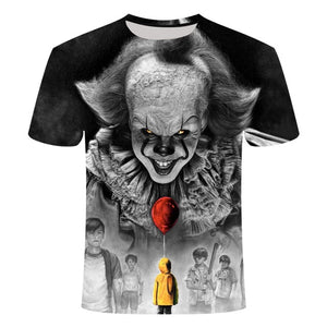 Horror Movie It Penny Wise Clown Joker 3D Print Tshirt Men/Women Hip Hop Streetwear Tee T shirt 90s Boys Cool Clothes Man Tops