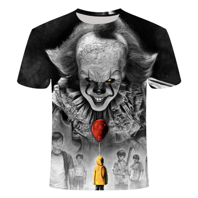 Horror Movie It Penny Wise Clown Joker 3D Print Tshirt Men/Women Hip Hop Streetwear Tee T shirt 90s Boys Cool Clothes Man Tops