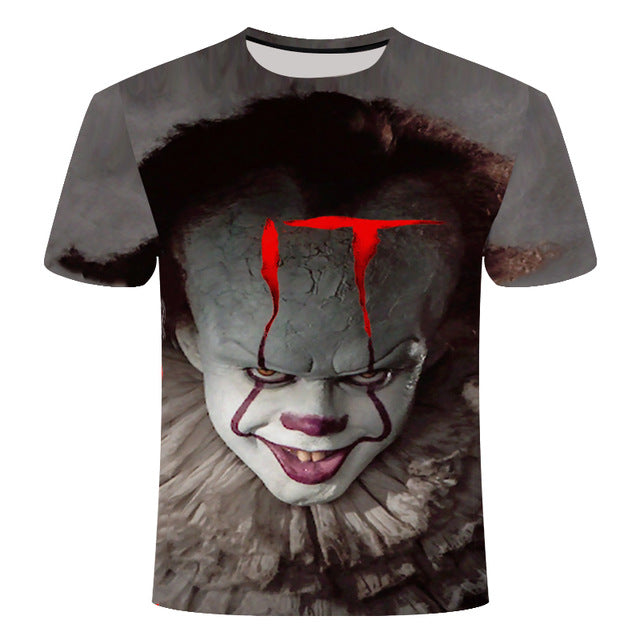 Horror Movie It Penny Wise Clown Joker 3D Print Tshirt Men/Women Hip Hop Streetwear Tee T shirt 90s Boys Cool Clothes Man Tops