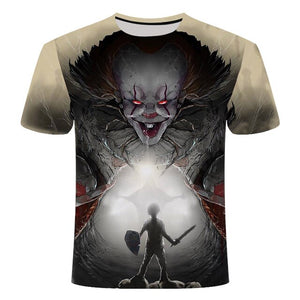 Horror Movie It Penny Wise Clown Joker 3D Print Tshirt Men/Women Hip Hop Streetwear Tee T shirt 90s Boys Cool Clothes Man Tops