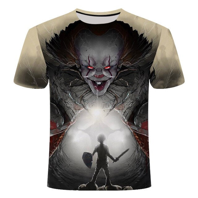 Horror Movie It Penny Wise Clown Joker 3D Print Tshirt Men/Women Hip Hop Streetwear Tee T shirt 90s Boys Cool Clothes Man Tops