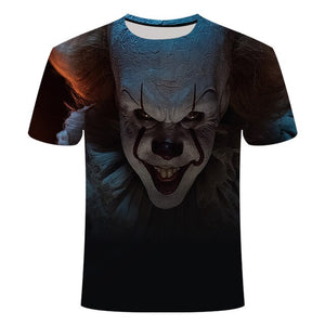 Horror Movie It Penny Wise Clown Joker 3D Print Tshirt Men/Women Hip Hop Streetwear Tee T shirt 90s Boys Cool Clothes Man Tops