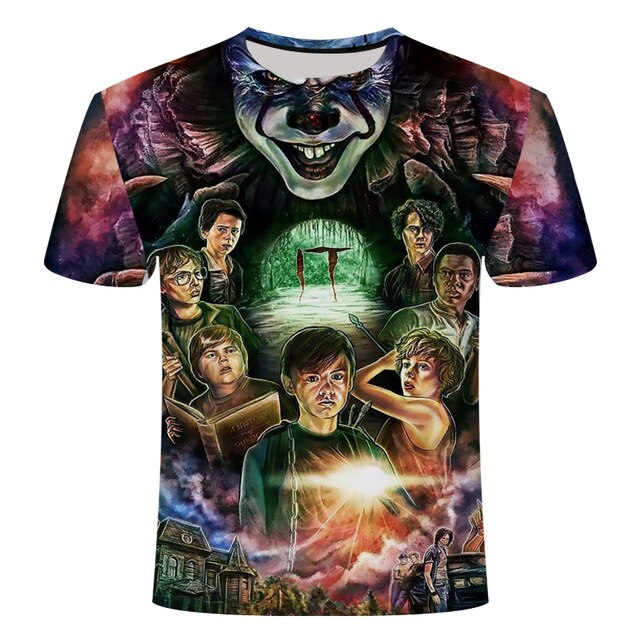 Horror Movie It Penny Wise Clown Joker 3D Print Tshirt Men/Women Hip Hop Streetwear Tee T shirt 90s Boys Cool Clothes Man Tops