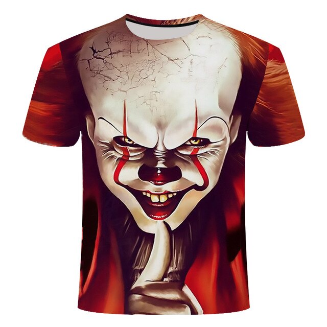 Horror Movie It Penny Wise Clown Joker 3D Print Tshirt Men/Women Hip Hop Streetwear Tee T shirt 90s Boys Cool Clothes Man Tops