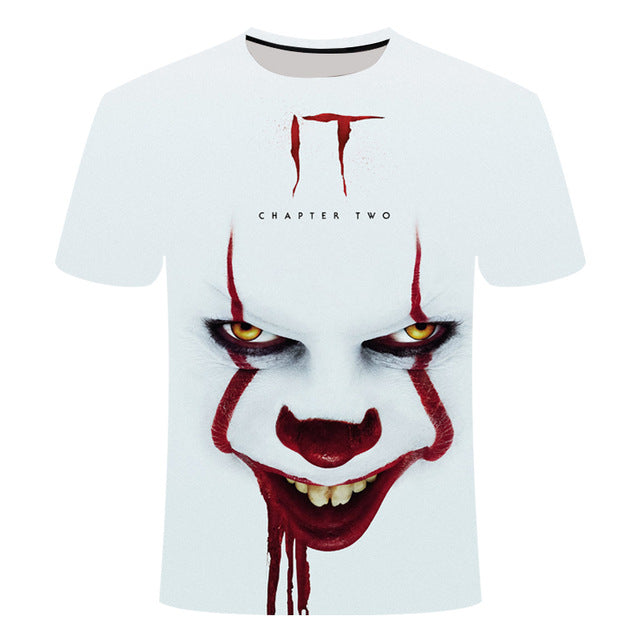 Horror Movie It Penny Wise Clown Joker 3D Print Tshirt Men/Women Hip Hop Streetwear Tee T shirt 90s Boys Cool Clothes Man Tops