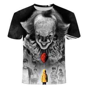 Horror Movie It Penny Wise Clown Joker 3D Print Tshirt Men/Women Hip Hop Streetwear Tee T shirt 90s Boys Cool Clothes Man Tops