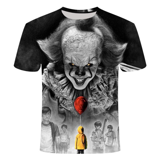 Horror Movie It Penny Wise Clown Joker 3D Print Tshirt Men/Women Hip Hop Streetwear Tee T shirt 90s Boys Cool Clothes Man Tops