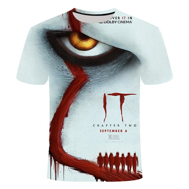 Horror Movie It Penny Wise Clown Joker 3D Print Tshirt Men/Women Hip Hop Streetwear Tee T shirt 90s Boys Cool Clothes Man Tops