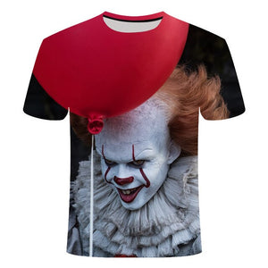 Horror Movie It Penny Wise Clown Joker 3D Print Tshirt Men/Women Hip Hop Streetwear Tee T shirt 90s Boys Cool Clothes Man Tops