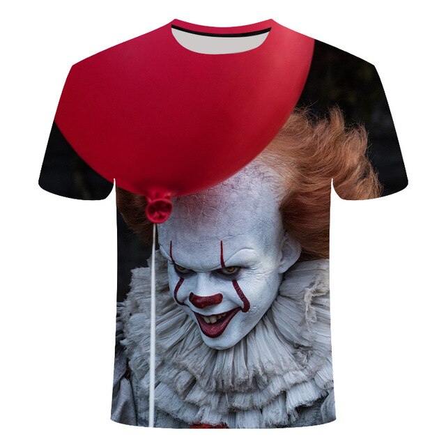 Horror Movie It Penny Wise Clown Joker 3D Print Tshirt Men/Women Hip Hop Streetwear Tee T shirt 90s Boys Cool Clothes Man Tops