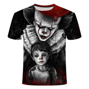 Horror Movie It Penny Wise Clown Joker 3D Print Tshirt Men/Women Hip Hop Streetwear Tee T shirt 90s Boys Cool Clothes Man Tops