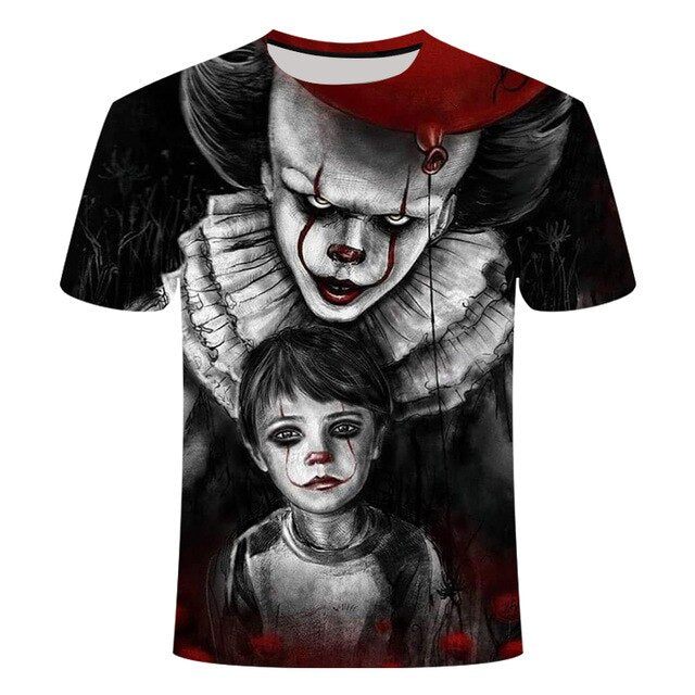 Horror Movie It Penny Wise Clown Joker 3D Print Tshirt Men/Women Hip Hop Streetwear Tee T shirt 90s Boys Cool Clothes Man Tops