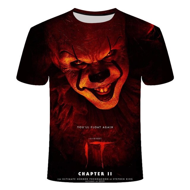 Horror Movie It Penny Wise Clown Joker 3D Print Tshirt Men/Women Hip Hop Streetwear Tee T shirt 90s Boys Cool Clothes Man Tops