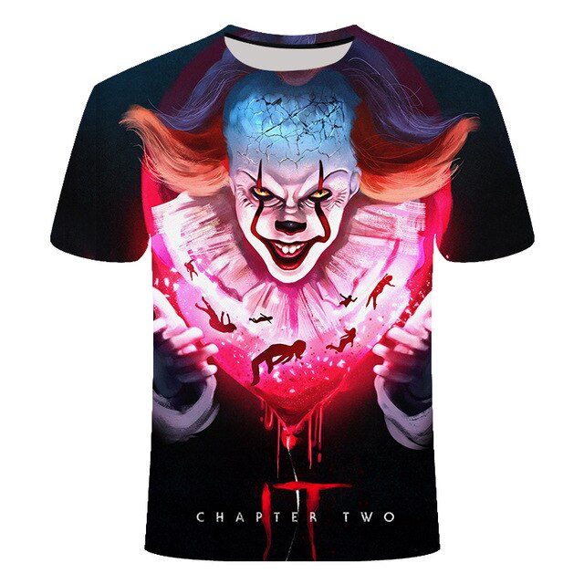 Horror Movie It Penny Wise Clown Joker 3D Print Tshirt Men/Women Hip Hop Streetwear Tee T shirt 90s Boys Cool Clothes Man Tops