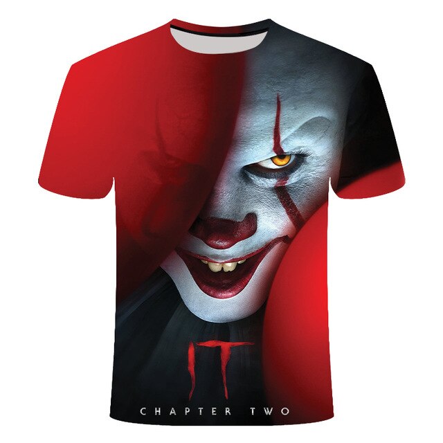 Horror Movie It Penny Wise Clown Joker 3D Print Tshirt Men/Women Hip Hop Streetwear Tee T shirt 90s Boys Cool Clothes Man Tops