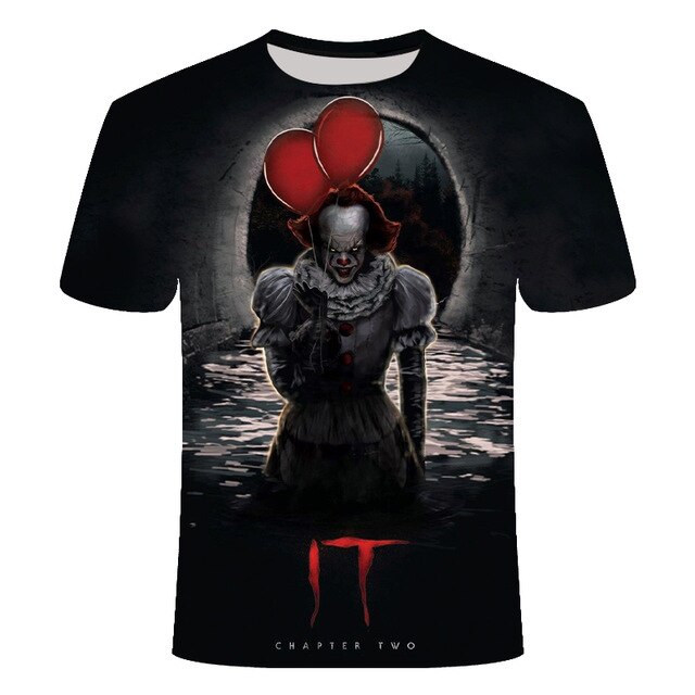 Horror Movie It Penny Wise Clown Joker 3D Print Tshirt Men/Women Hip Hop Streetwear Tee T shirt 90s Boys Cool Clothes Man Tops