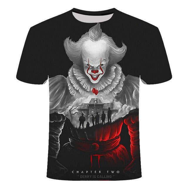 Horror Movie It Penny Wise Clown Joker 3D Print Tshirt Men/Women Hip Hop Streetwear Tee T shirt 90s Boys Cool Clothes Man Tops