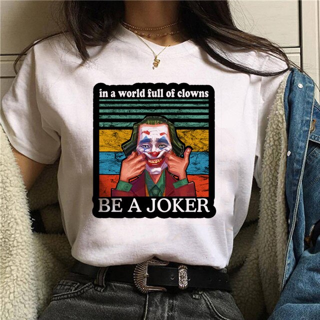 Ladies summer casual short sleeves Harajuku Aesthetics T-shirt Joaquin Phoenix Joker Movie T-Shirt