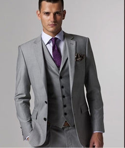 2020 Italian Light Grey Tuxedo Suits wedding suits