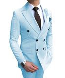 2020 New White Double-breasted Men's Suit Jacket For Wedding Notch Lapel Flat Slim Fit Formal Wear Gala Outfit(Blazer+Pants)