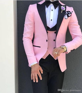 JELTONEWIN 2020 Latest Design Pink Slim Fit Coat Formal Wedding Suits For Men Custom Groom Blazer Mens Suit Tuxedo Male 3 Piece