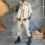 Mens Cargo Pullover Streetwear Hooded Tracksuit 2 Pieces Sets Jackets And Cargo Pants Loose Fit Pants Hip Hop jacket